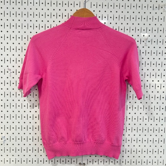 Ann Taylor Elbow Sleeve Mock Neck Sweater - Bright Pink - Small - Relaxed Fit - Picture 3 of 6